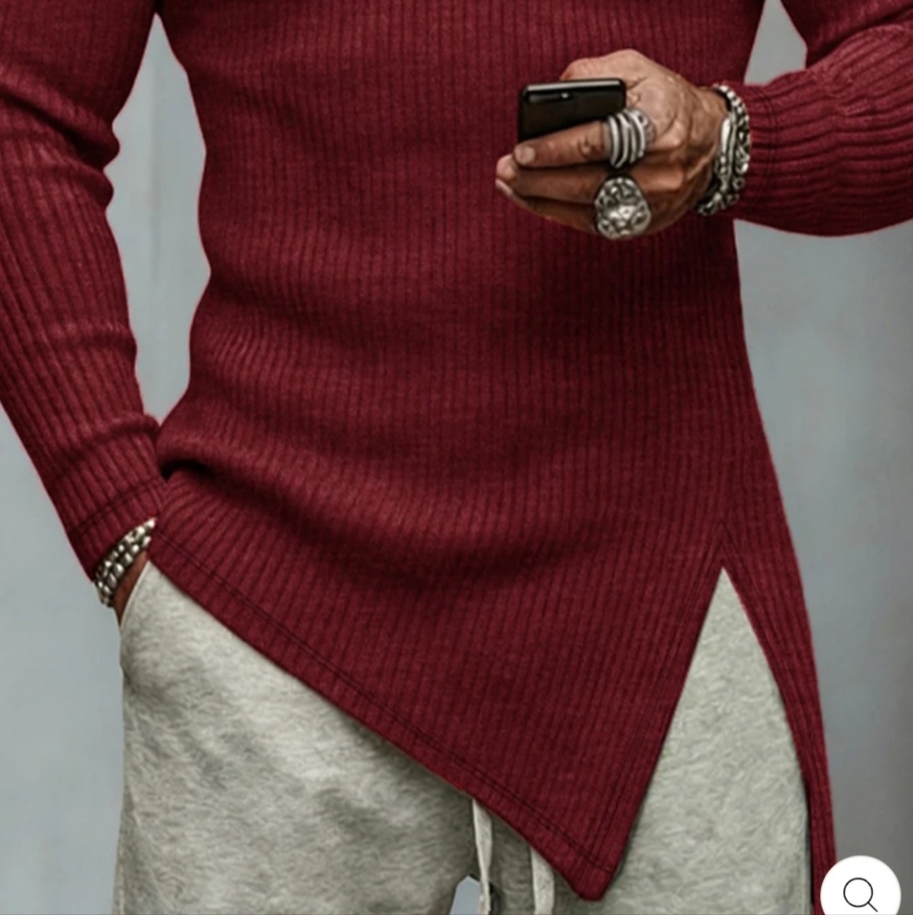 Coofandy Wine Red Asymmetrical Zip-Up Sweater - Picture 3 of 9